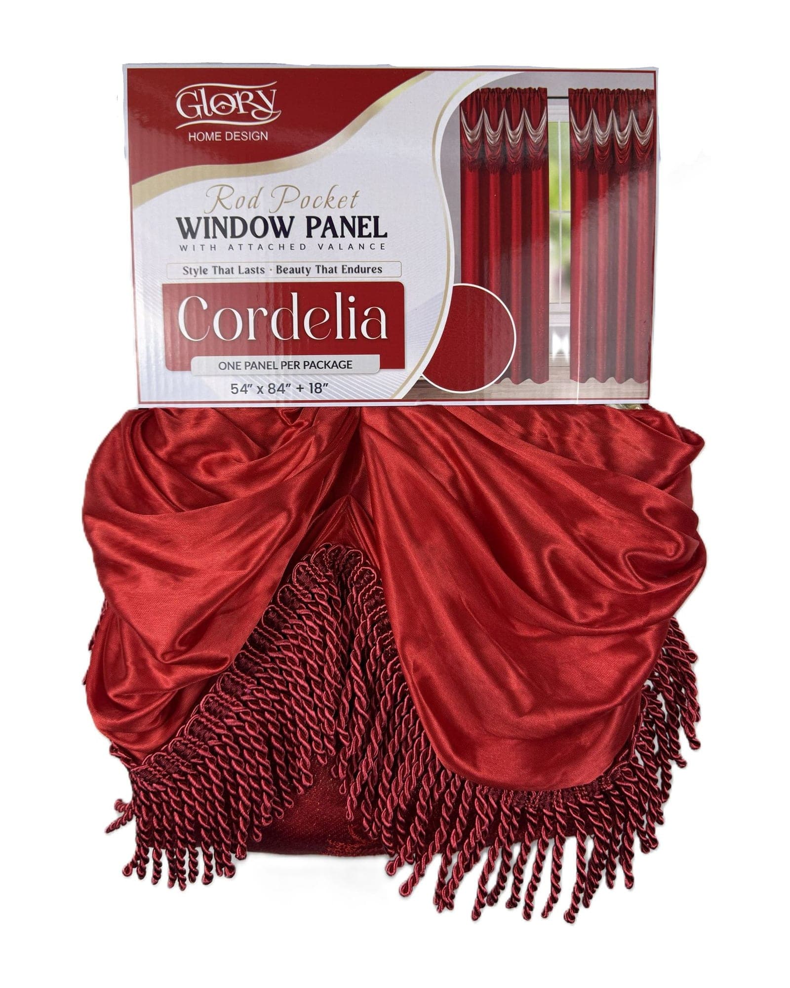 Cordelia Rod Pocket Window Panel – Red